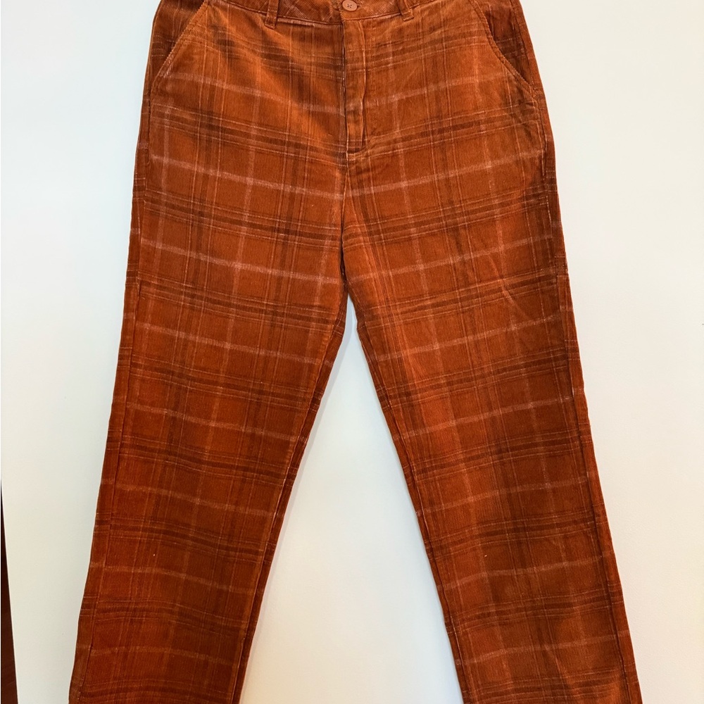 Brixton Women’s Corduroy Plaid Pants in Rust